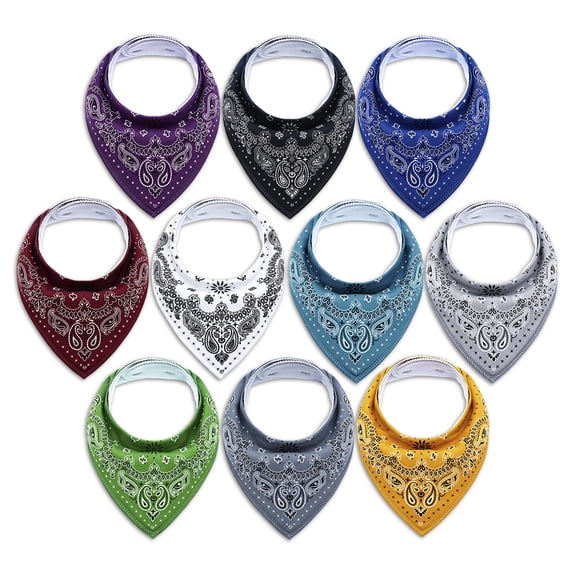 10 pack baby bibs, adjustable snap bandana bib, machine washable bib, fade resistant drool bib, lightweight cotton bib, no scratch infant bib, durable saliva bib