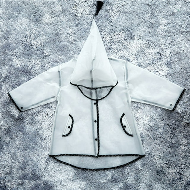 Imperméable Réutilisable Plus Épais Poncho de Pluie Veste Imperméable pour Enfants Garçon Fille, Transparent, m