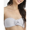 thumbnail image 4 of No Boundaries Women's Rosette Polka Dot Bandeau Swim Bikini Top, Sizes XXS-XXL, 4 of 5