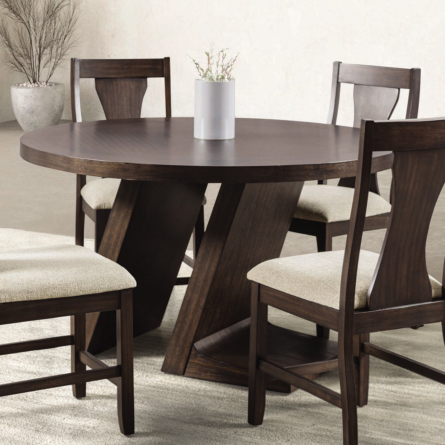 Furniture of America Rhiannon Solid Wood 54-inch Round Dining Table, Espresso