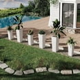 thumbnail image 6 of Tall Plastic Planters Set of 2,Large Rattan Tall Planter with 4 Drainage Holes,Indoor/Outdoor Decorative Flower Pots for Patio,Backyard, Home Garden（24 Inch+32 Inch）, 6 of 6
