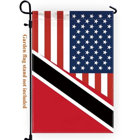 Trinidad and Tobago USA Friendship Garden Flag, Double-Sided Outdoor Banner, Heavy Duty 12 x 18 Inch for Patio and Yard