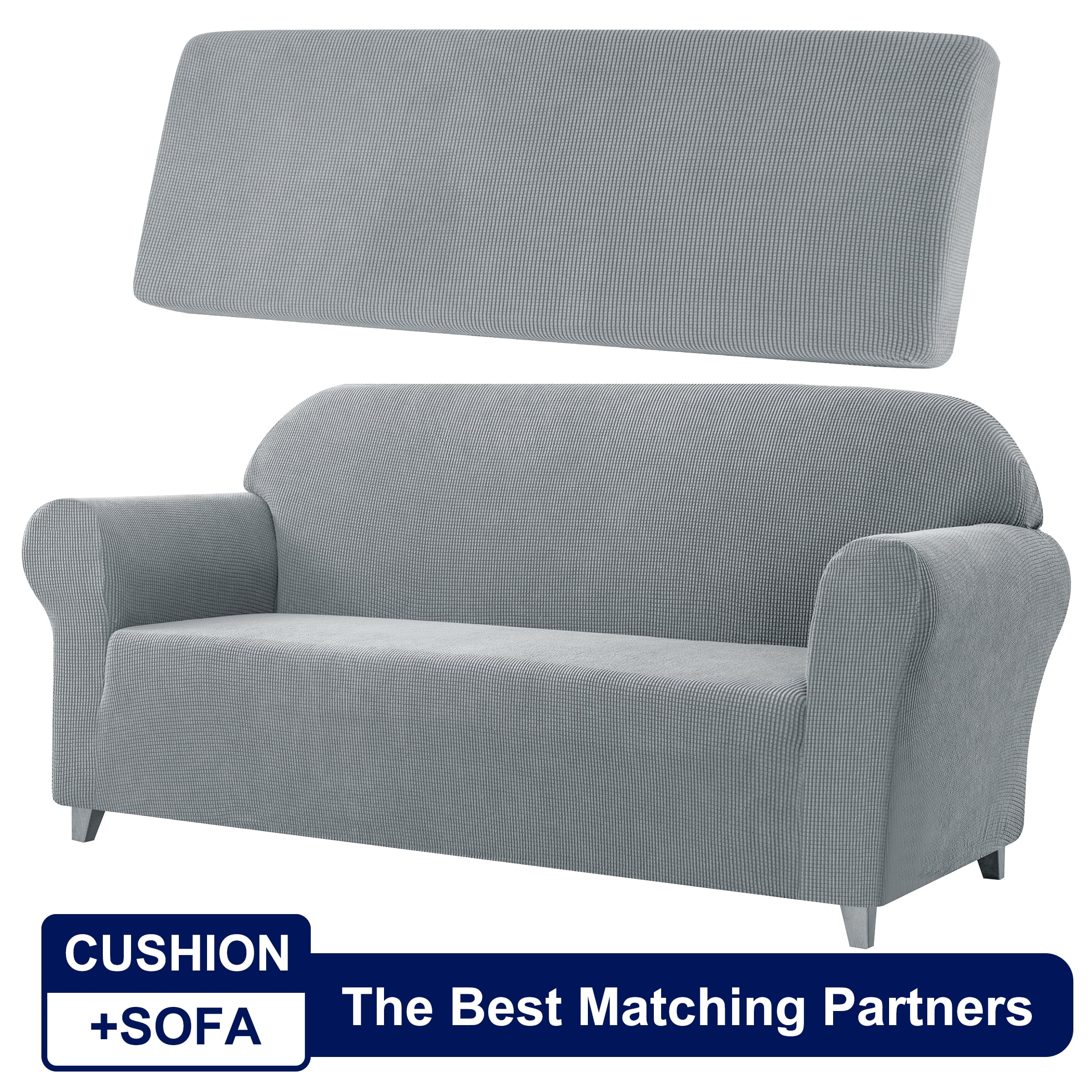 Subrtex Sofa Cover 1 Piece Slipcover with extra Stretch Cushion Seat Cover, Loveseat, Light Gray