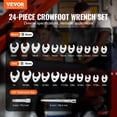 thumbnail image 3 of 3/8" Drive 24-Piece Crowfoot Wrench Set with 2 Extensions | SAE 3/8"-1" & Metric 10-22mm | CR-MO Steel Construction | Includes EVA Tool Organizer, 3 of 7