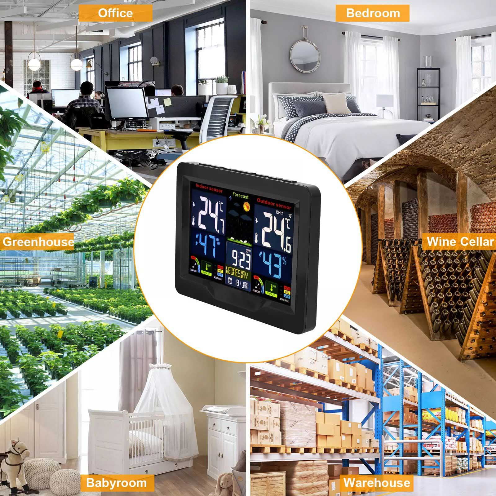 APPLAYERR Weather Station Clock Wireless Indoor Outdoor Thermometer Hygrometer Forecast Dual Alarm LCD RF Mold Risk