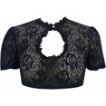 thumbnail image 5 of Dirndl Blouse Women Elegant HalfSleeve White Traditional Blouse Black M, 5 of 5