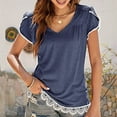 thumbnail image 2 of Birdeem Mode Femmes Été Demi-Manche Col en V Chandail-Over Blouse Décontractée Unie, 2 of 8