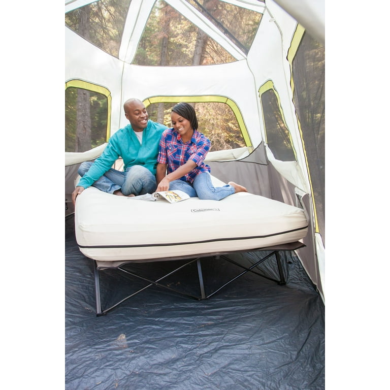 Coleman Cot and Thick Queen Air Mattress Combo Side Tables Pump Included
