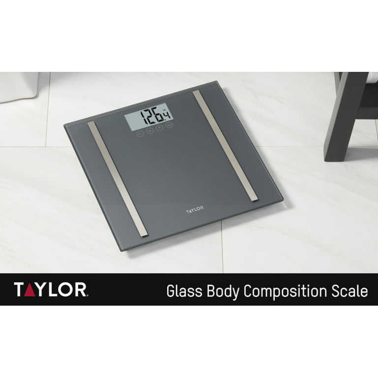 Taylor LCD Body Composition Scale, Gray Glass, 400lb Capacity