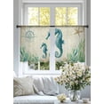 thumbnail image 3 of Vintage Ocean Sheer Curtains 54 Inch Long 2 Panels, Seahorse Starfish Seagrass Compass Nautical Light Filtering Rod Pocket Curtains, Sheer Voile Drapes for Living Room Bedroom, 52"x54", 3 of 8