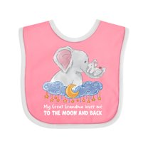 Inktastic My Great Grandma Loves Me to the Moon and Back Elephant Boys or Girls Baby Bib