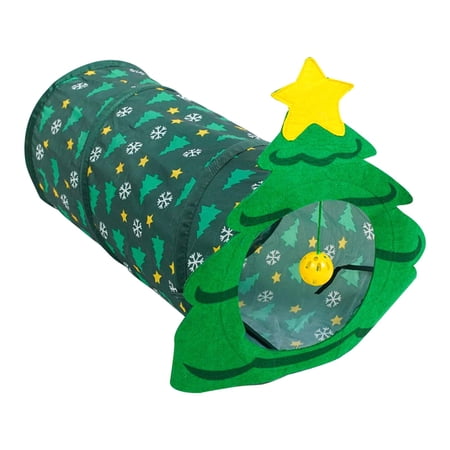 Christmas Cat Tunnel Cat Runway with Bell Ball for Small Animals Bunny Puppy