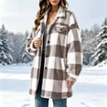 thumbnail image 5 of Womens Fleece Jacket Button Down Plaid Flannel Outerwear with Pockets Collar Warm Coat for Winter Weekend Wear Casual Fall Winter Outerwear, 5 of 9
