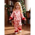 thumbnail image 6 of RUINIXCW Toddler Baby Girl Christmas Silk Satin Pajama Set Little Girls Xmas PJS Fall Winter Sleepwear Santa Button Down Long Sleeve Shirt Pants Set, 6 of 10