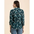 thumbnail image 3 of Moomaya Printed Mandarin Collar Rayon Tops For Women, Elbow Sleeve Casual Tunic Top, 3 of 9