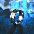 thumbnail image 6 of 8mm Silver&Gold Groove Band Men's Titanium Steel Fashion Jewelry Ring Size 7-13, 6 of 8