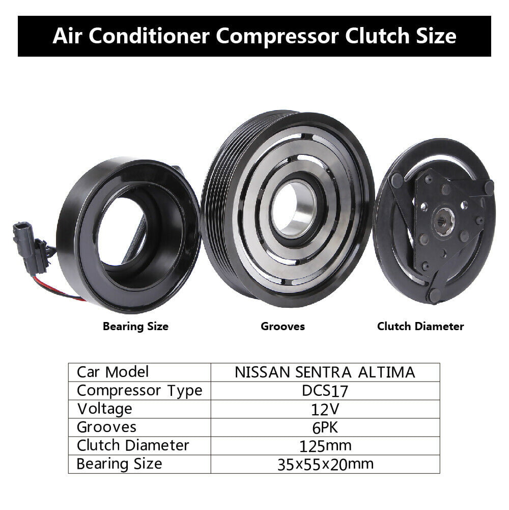 A/C AC Compressor Clutch Kit Coil Compatible for Nissan Altima 4CYL 2.5L 2007-2012 Reliable Choice 