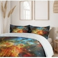 thumbnail image 6 of Ambesonne Nebula Duvet Cover Sets, Outer Space Universe, 2-Queen, Navy Orange Teal, 6 of 7
