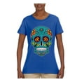 thumbnail image 2 of Wild Bobby Day Of The Dead Sugar Skull Pop Culture Women Graphic Tee, Royal, Small, 2 of 5