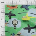 thumbnail image 2 of oneOone Silk Tabby Light Green Fabric Airplane Nursery Kids Sewing Material Print Fabric By The Yard 42 Inch Wide, 2 of 6