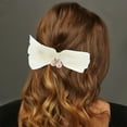 thumbnail image 2 of Unique Bargains 1 Pc Hair Barrettes Fashion Bow with Pearls Hair Clip Beige, 2 of 5