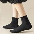 thumbnail image 3 of Womens Socks, Ruffle Turn-Cuff Casual Ankle Socks Warm Knit Cotton Lettuce Crew Frilly Sock 6 Pack, 3 of 13