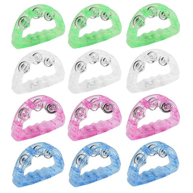 12 Pieces Light Up LED Tambourine, Musical Flashing Tambourine Glow Tambourines Handheld Percussion