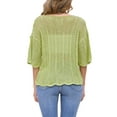 thumbnail image 3 of INSPIRE CHIC Women's Short Sleeve Crew Neck Hollow Out Summer Crochet Tops XL Mustard Green, 3 of 6