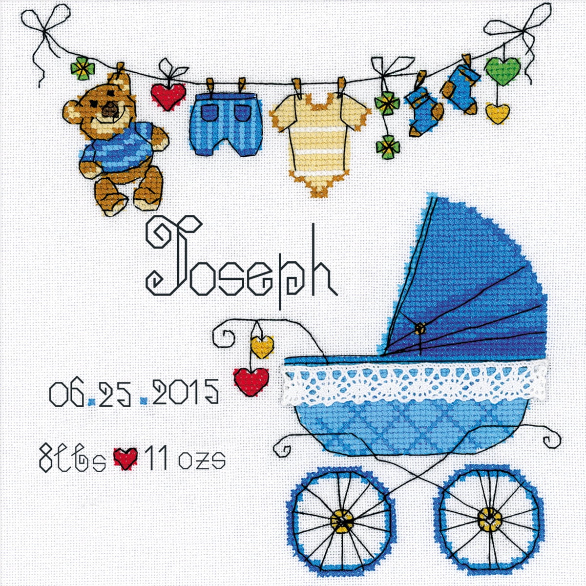 RIOLIS Counted Cross Stitch Kit 7.75"X7.75"-It's A Boy! Announcement (28 Count)