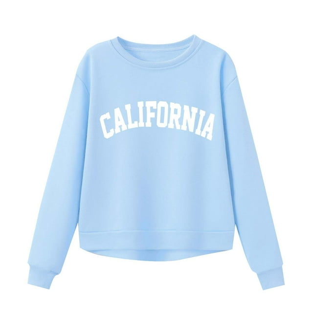 PMVFHDE Chandail à Capuchon et Chandails en Molleton pour Filles, Mignon Graphique Col Rond Manches Longues Chandail en Molleton Doux pour Enfants Idéal pour Activités Décontractées et Extérieures Bleu Ciel, 6-7 Ans