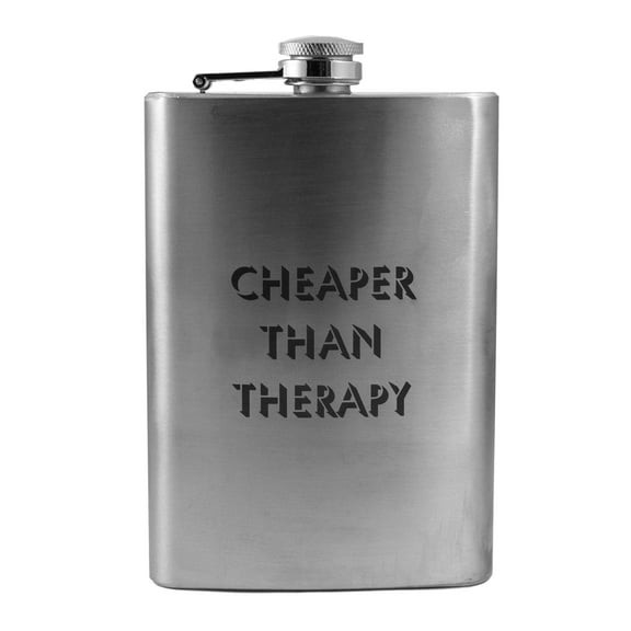 8oz Cheaper Than Therapy Flask L1 Fun Silly Novelty