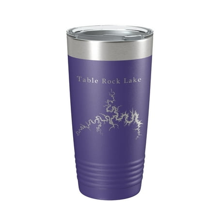 

Table Rock Lake Map Tumbler Travel Mug Insulated Laser Engraved Coffee Cup Arkansas Missouri 20 oz Purple