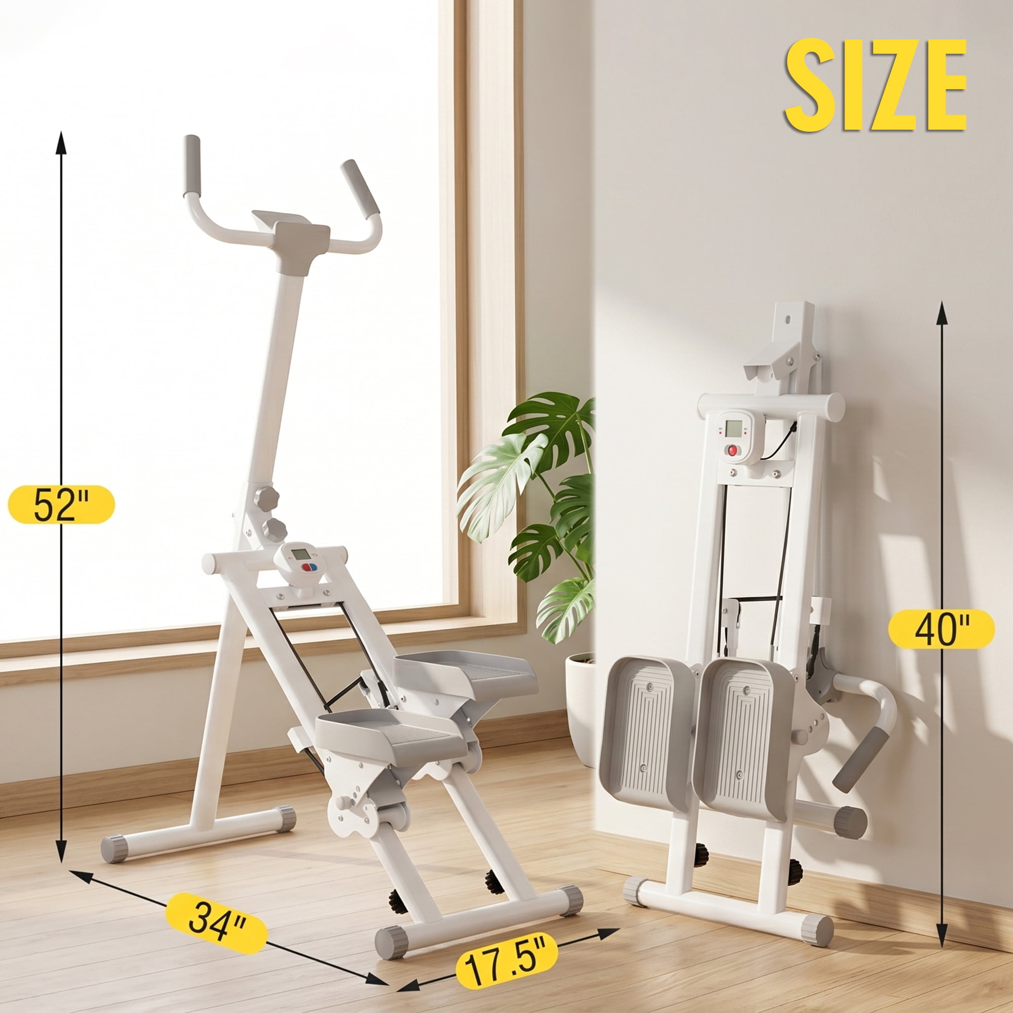 Leumius Stair Stepper for Home Gym Exercise,Vertical Climber Exercise Equipment with LCD Display,Compact Folding Stair Climber with Extended Step Range,Ancient White