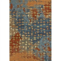 6'7" x 9'6" Polypropelene Blue/Coral Area Rug