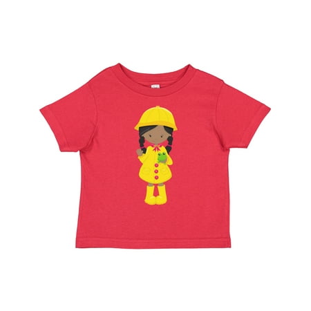 

Inktastic African American Girl Raincoat Rain Boots Frog Gift Toddler Toddler Girl T-Shirt