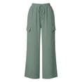 thumbnail image 6 of CHGBMOK Women's Pants High Waist Drawstring Wide Leg Pants Loose Casual Trousers with Side Pockets Solid Daily Versatile, 6 of 6