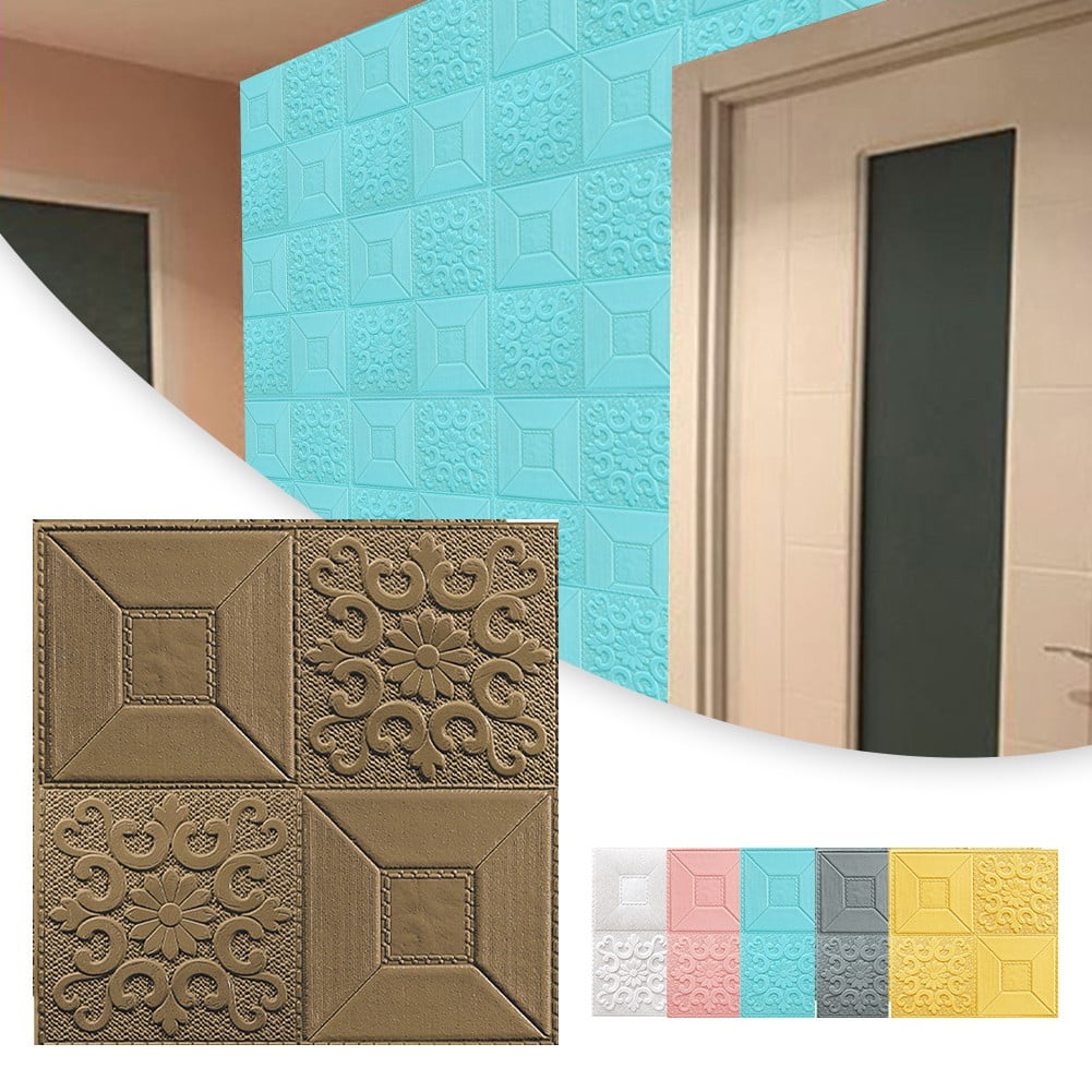 10Pcs 3D Wall Panels Peel and Stick 14''x14'' Foam 3D Brick Wallpaper Peel and Stick Wall Tiles 3D Wallpaper Stick and Peel Self Adhesive Faux Brick Panels
