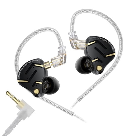KZ ZS12 PRO 2 in Ear Monitor Headphones, Wired Gaming Earbuds 1DD+5BA Hybrid Driver IEM Earphone without Mic, KZ IEM in Ear Monitors for Singer Musician Audiophile,2Pin IEM Cable,Black
