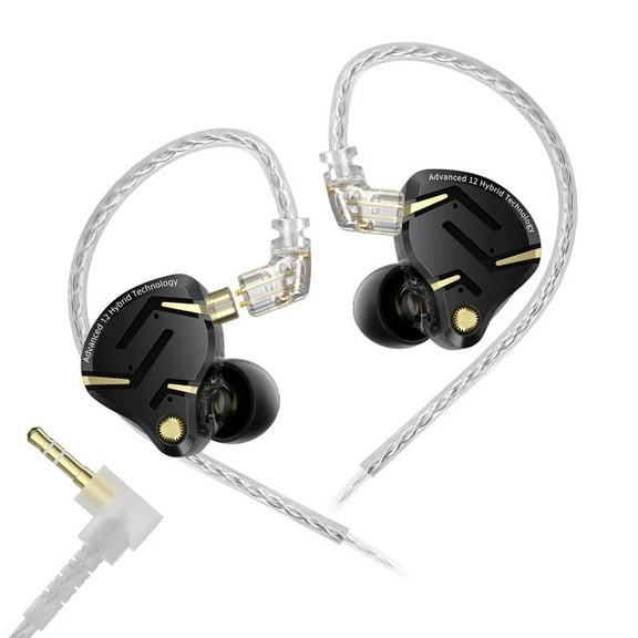 KZ ZS12 PRO 2 in Ear Monitor Headphones, Wired Gaming Earbuds 1DD 5BA Hybrid Driver IEM Earphone without Mic, KZ IEM in Ear Monitors for Singer Musician Audiophile,2Pin IEM Cable,Black