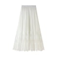 thumbnail image 6 of new lace long skirt for women spring and summer new high waist lace splicing tulle pleated A-line mid-length skirt for women-Gray-One Size, 6 of 7