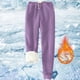 thumbnail image 2 of Pantalones deportivos Prolriy para mujer, con forro cálido, deportivos, de cintura alta, con forro polar, largos y gruesos de invierno para exteriores, color morado, talla S, 2 of 5