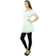 thumbnail image 6 of Bimba Women's Off shoulder Puff Sleeve Tops Elastic Waist Blouse Cotton Tunic, 6 of 9