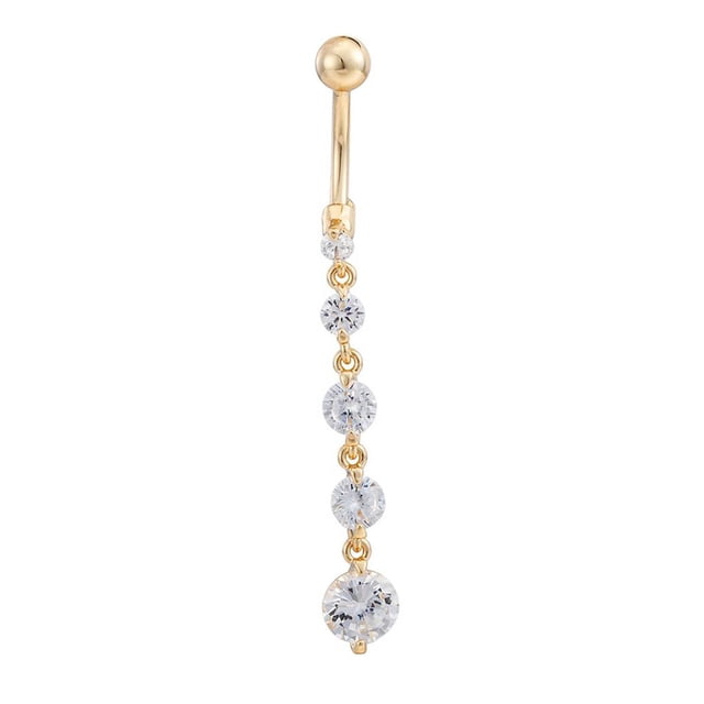 Round Zircon Dangle Navel Belly Button Rings Stainless Steel Pendant Umbilical Nail Studs Body Piercing Jewelry