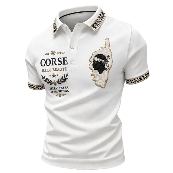 Men's Classic Polo Shirt Short Sleeve Shirts Contrast Print Collared Casual Summer Fashion Top