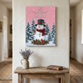 thumbnail image 3 of Canvas Wall Art, Pink Snowman Christmas Framed Canvas Prints for Living Room Bedroom, Xmas Pinecone Tree Snowflake Gallery Wrapped Wall Decor for Home Office, Gifts, 12"x16" Ship Next Day, 3 of 9