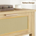 thumbnail image 5 of NEILA Console Table with 2 Drawers – Bohemian Rattan Entryway Table, Rustic Design with Burlywood Grain, Perfect for Living Room or Hallway,Oak, 5 of 7