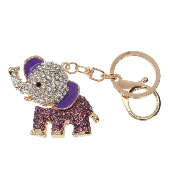 Supvox 1Pack Rhinestone Keychain with Rhinestones Elephant Style Zinc Alloy Purple for Daily Use