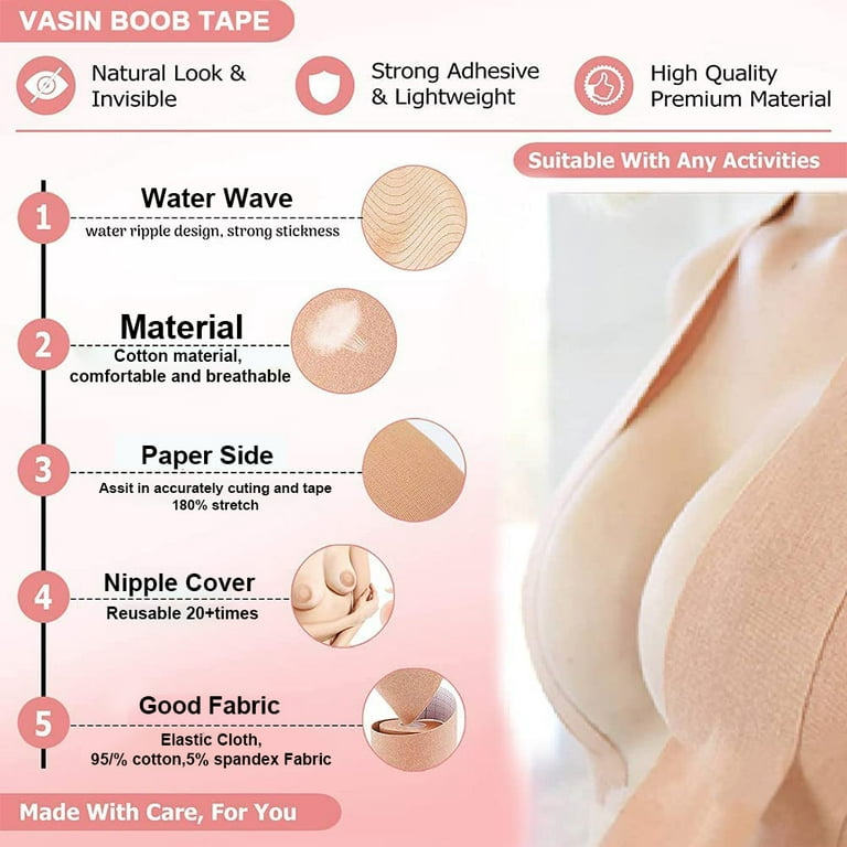 Niidor Boob Tape Adhesive Invisible Breast Lift Tape Sticky Nipple Cover  for Woman All Cup Boob Tape Kit, Bob Tape for Large Breasts