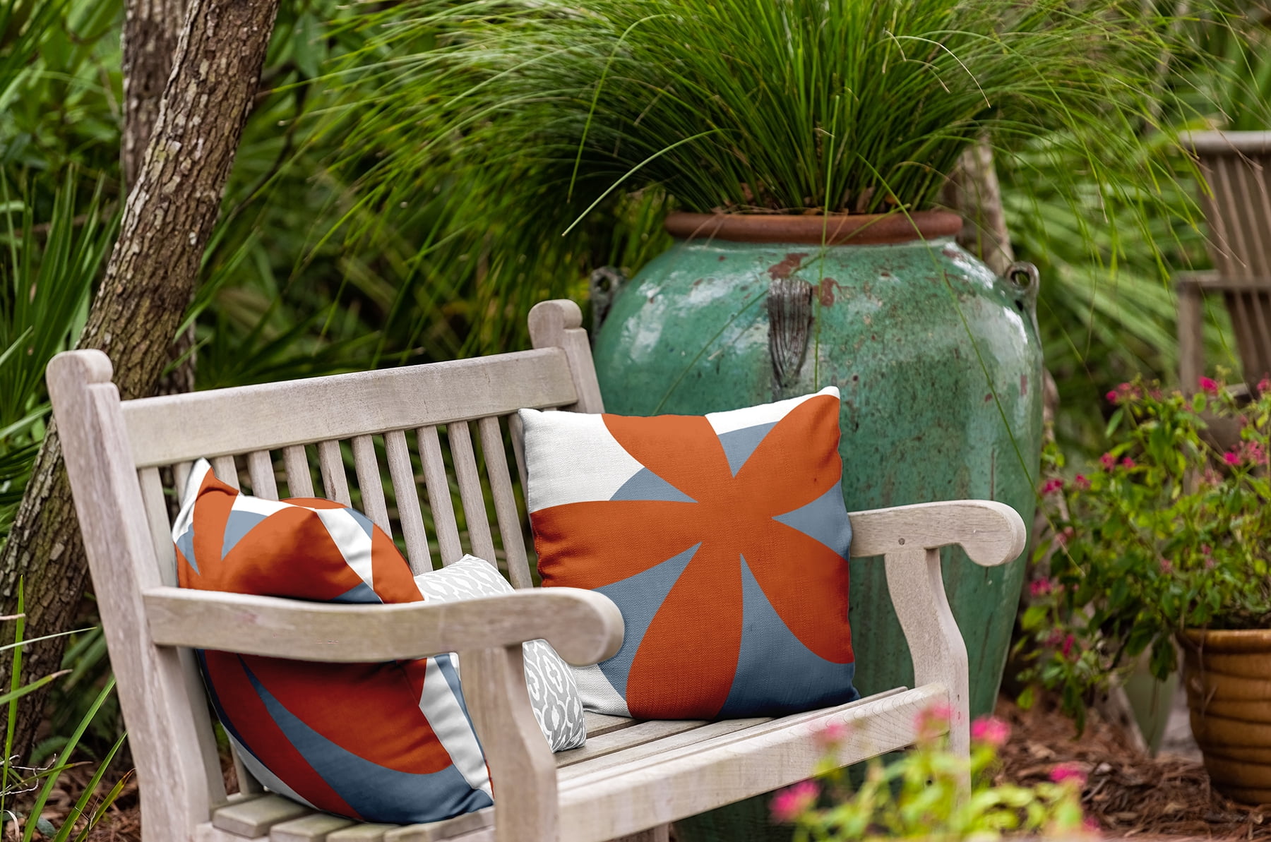 18" x 18" Simply Daisy Bold Flower Indoor/Outdoor Pillow, Perfect Orange Qty 1