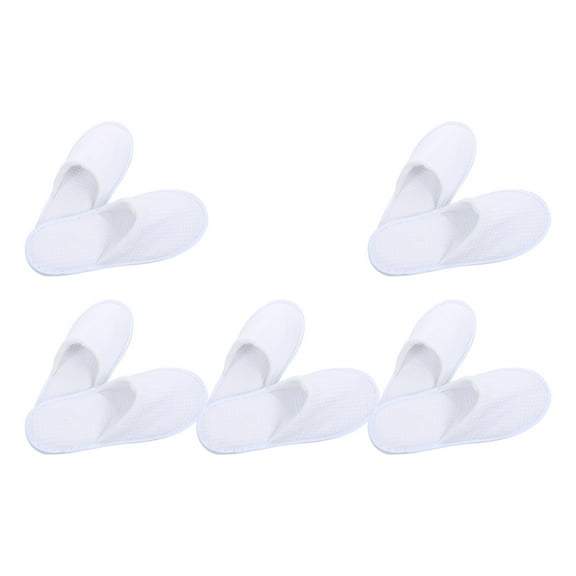HOOWIFFY 5Pairs Lightweight Travel Slippers White Cotton Indoor Hotel Slippers Comfortable Design